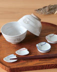 (完売)波佐見焼 白うさぎ 夫婦茶碗 赤/錆