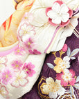 押絵羽子板 刺繍亀甲紫桜 刺繍すみれ桜