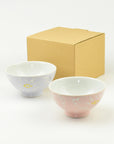 波佐見焼 一珍花霞 夫婦茶碗 ピンク/ライラック