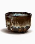 美濃焼 抹茶碗3点セット 黒土錦糸流紋線