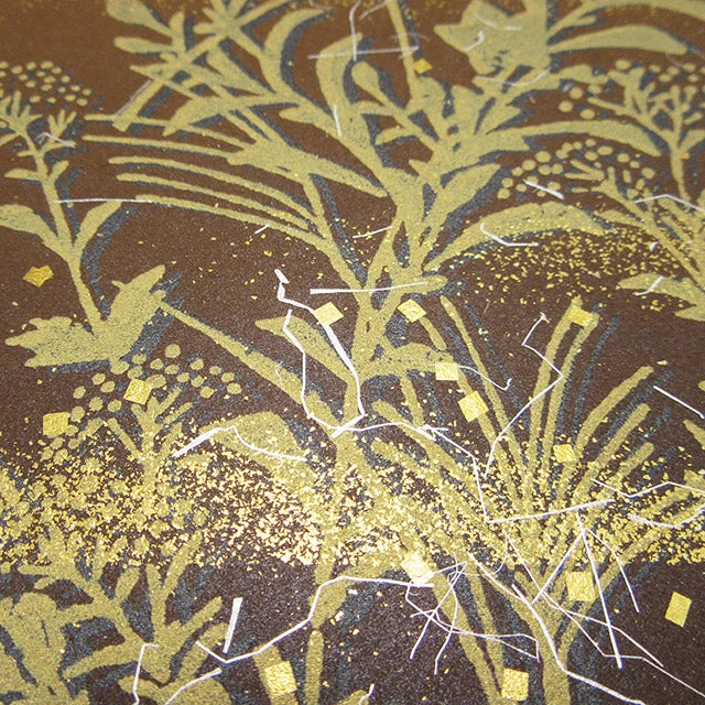 金銀砂子細工 秋 秋草 茶 アートパネル S/L