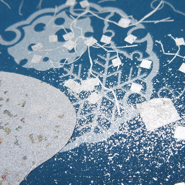 金銀砂子細工 冬 雪輪 浅黄 アートパネル S/L