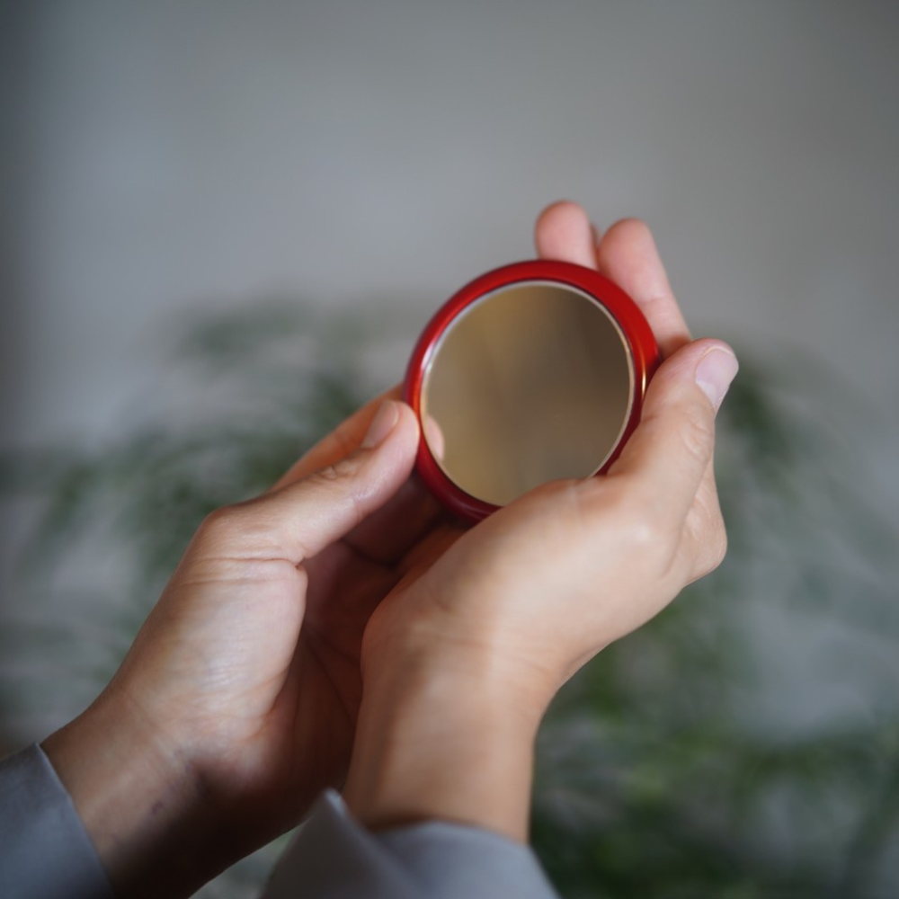 琉球漆器 堆錦 桜 手鏡