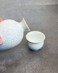 京焼 清水焼 お預け酒器セット 花結晶（白地青）