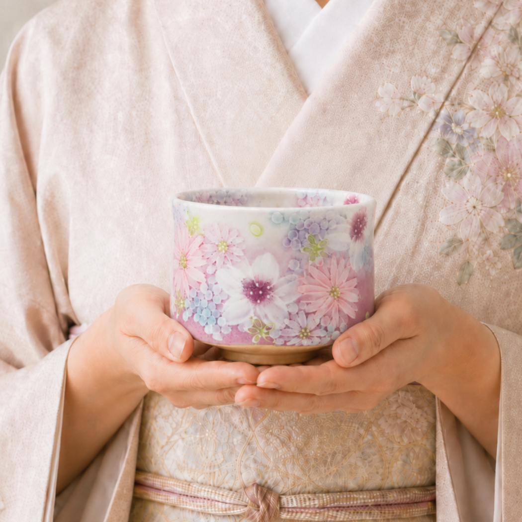 【10ヶ月待ち】瀬戸焼 工房ゆずりは 抹茶碗 色彩花