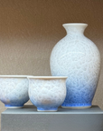 京焼 清水焼 お預け酒器セット 花結晶（白地青）