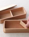 細長二段 お弁当箱 （大）革バンド / 箸セット