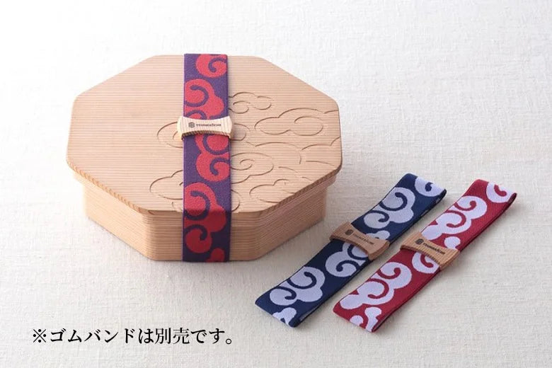 八角一段 お弁当箱 雲紋柄（黒刻）