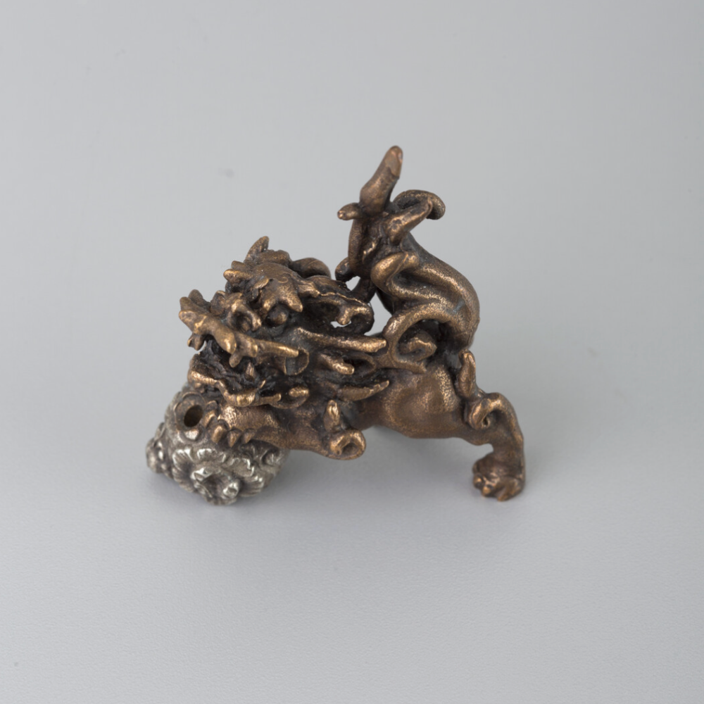 高岡鋳物 お香立て 玉獅子 蝋型銅製