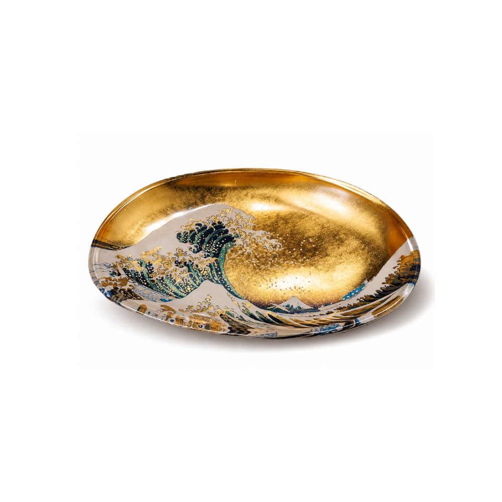 金沢箔 箔名画 ガラストレー 青/赤富士