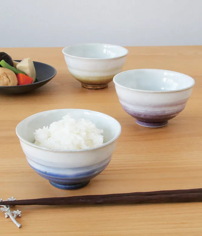 （生産終了）波佐見焼 裾濃 夫婦茶碗 藤色/さび