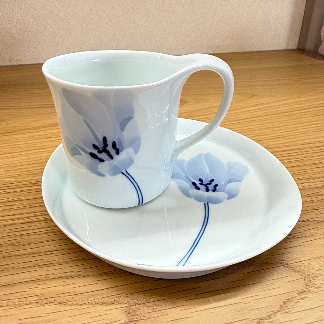 瀬戸染付焼 ブルーメシリーズ チューリップ カップ&amp;ソーサー