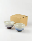 （生産終了）波佐見焼 裾濃 夫婦茶碗 呉須/藤色