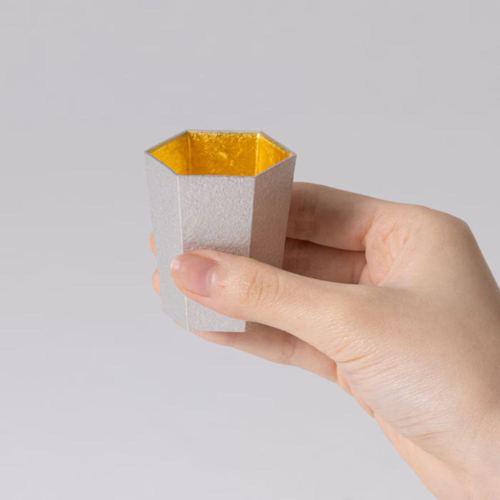高岡銅器 片口 - 六 -金箔 / ぐい呑 - 六 - 金箔 2ヶ　3点セット