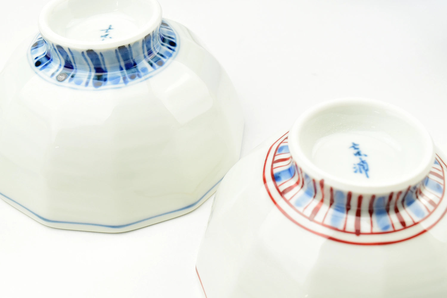 有田焼 点十草 夫婦茶碗 青/赤