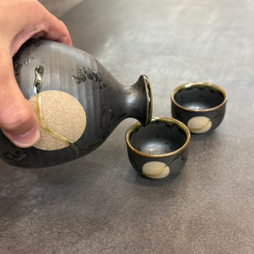 波佐見焼  月映え酒器セット 黒焼締