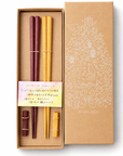 NATURAL WOOD ギフト パープルハート・イエローハートの木　 御祝夫婦箸 箸置付