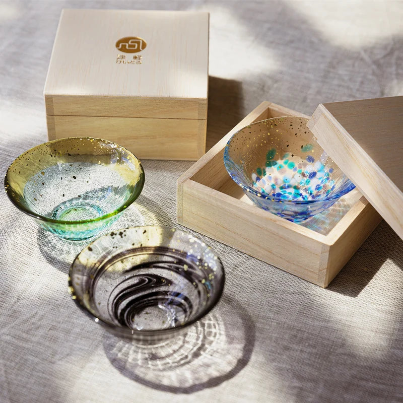 津軽びいどろ 爽華 金彩盃