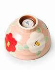 波佐見焼 椿しのぎ夫婦茶碗 瑠璃 / 桃