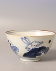 有田焼 染付夫婦茶碗 流水花 / 波うさぎ