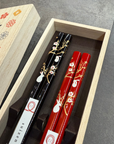 若狭塗り夫婦箸 梅と兎 小紋桐箱 (限定2セット)