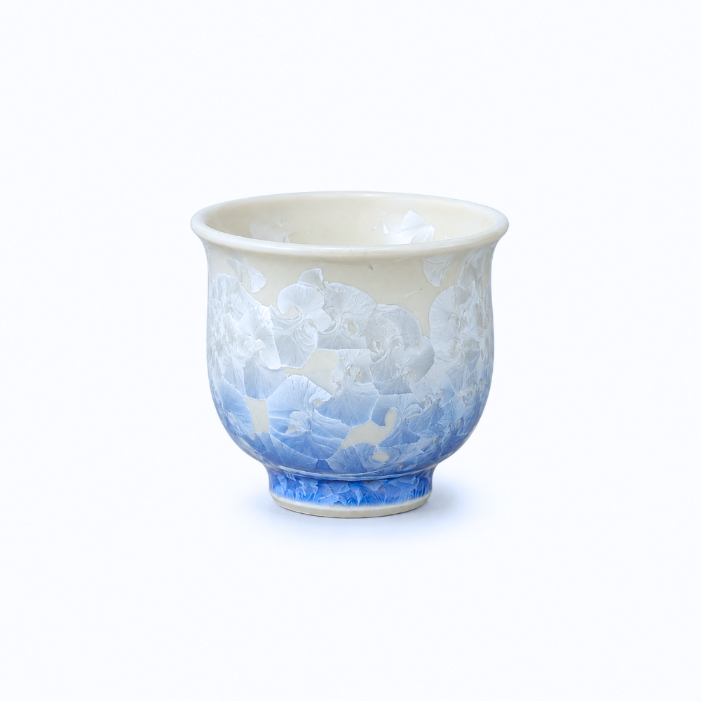 京焼 清水焼 お預け酒器セット 花結晶（白地青）