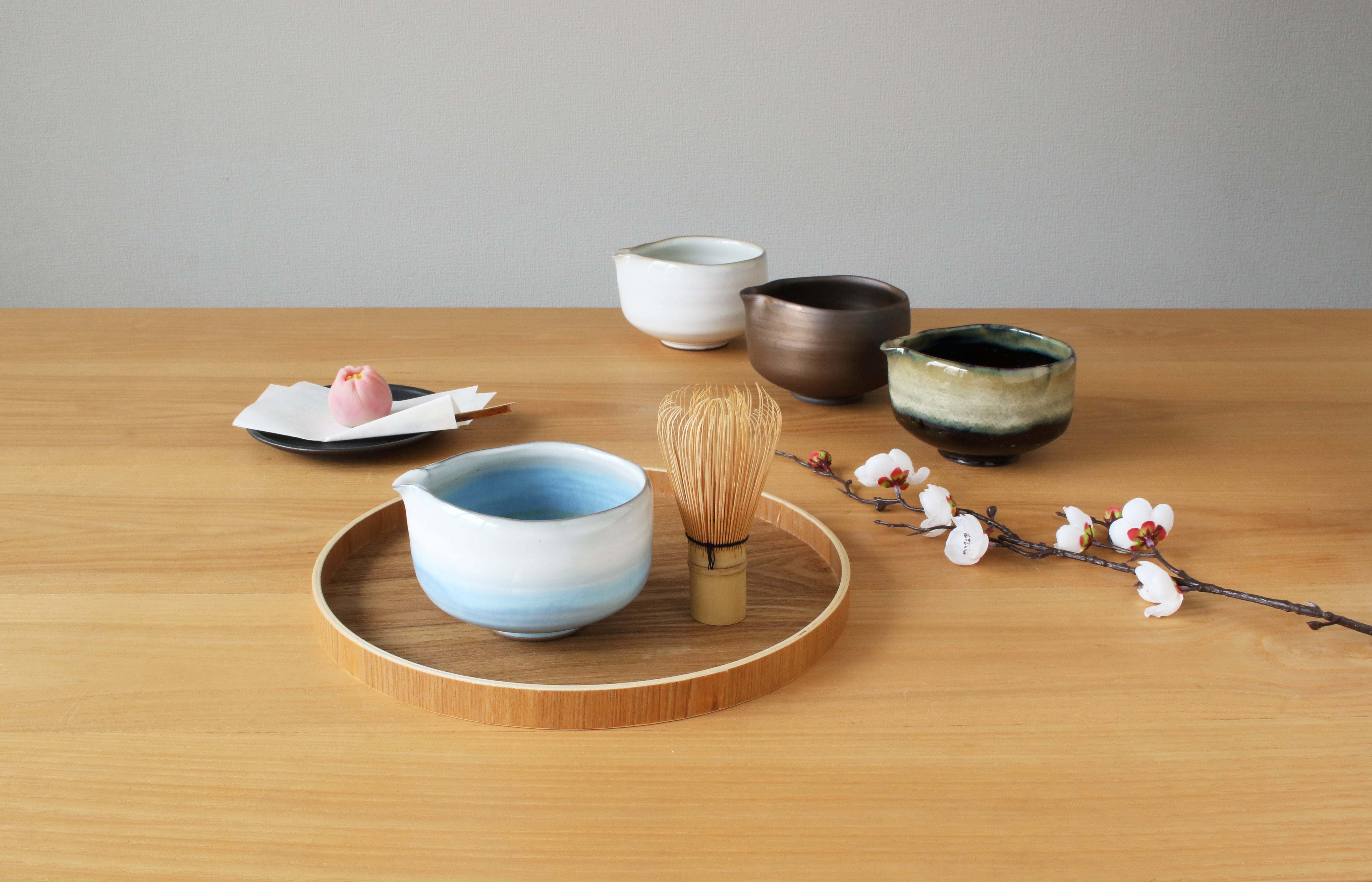 波佐見焼  片口抹茶碗3点セット