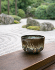 美濃焼 抹茶碗3点セット 黒土錦糸流紋線