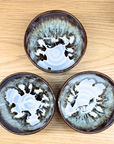 美濃焼 抹茶碗3点セット 黒土錦糸流紋線