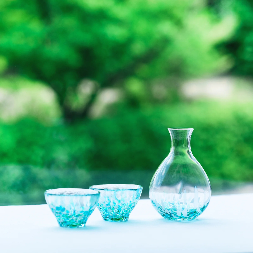 （販売終了）津軽びいどろ 酒器 みずばしょう酒器セット