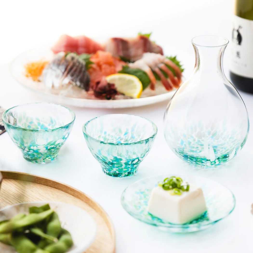 （販売終了）津軽びいどろ 酒器 みずばしょう酒器セット